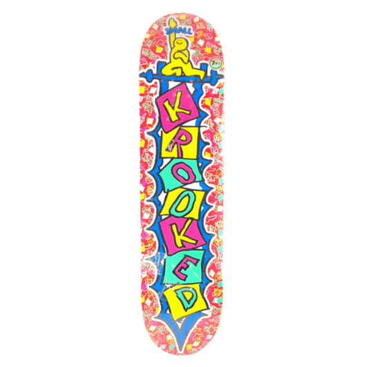 Krooked Team Small Red Blue Multi Size 7.81" Vintage NOS Deck