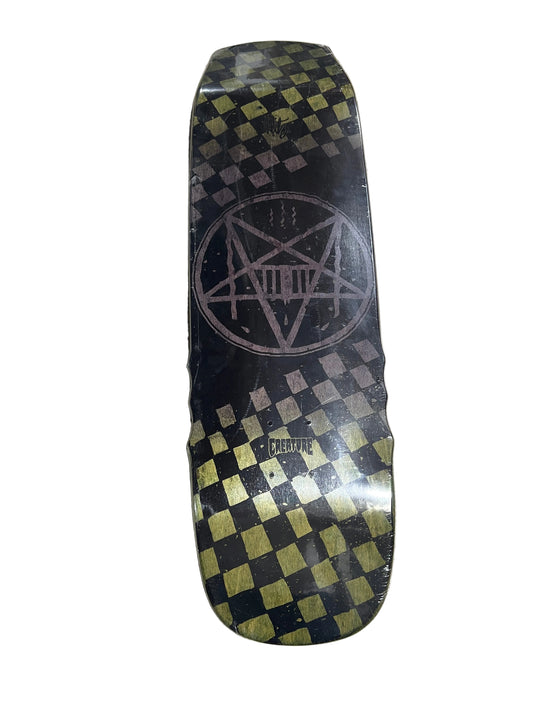 Creature Sam Hitz SHED Ice Picks Pentagram Black Grey Green Woodgrain Numbered 46 - 200 Produced Size 9" Vintage NOS Shaped Deck