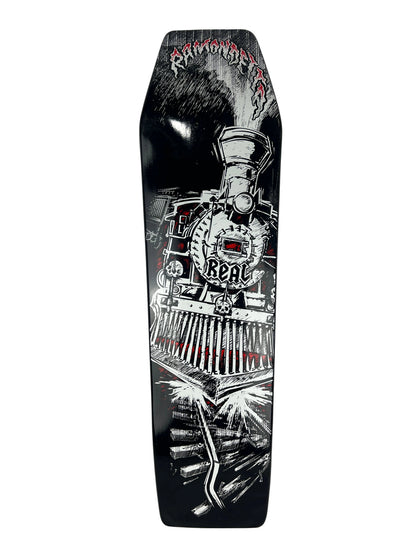 Real Peter Ramondetta Crazy Train Coffin Black White Red Size 8.375" X 30.25" Vintage NOS Shaped Cruiser Deck