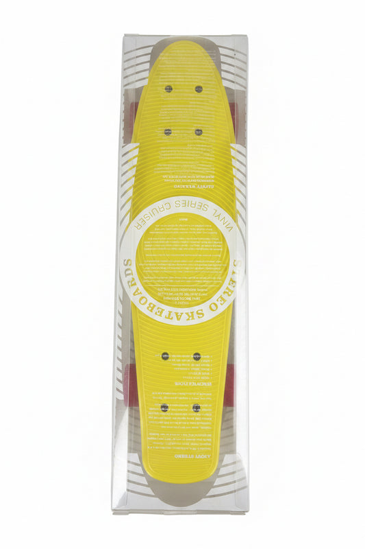 Stereo Skateboards Vinyl Cruiser Series Yellow Size 22.5 X 6" Vintage Vinyl Cruiser Complete In Original Case With Sunglasses & Sticker Pack