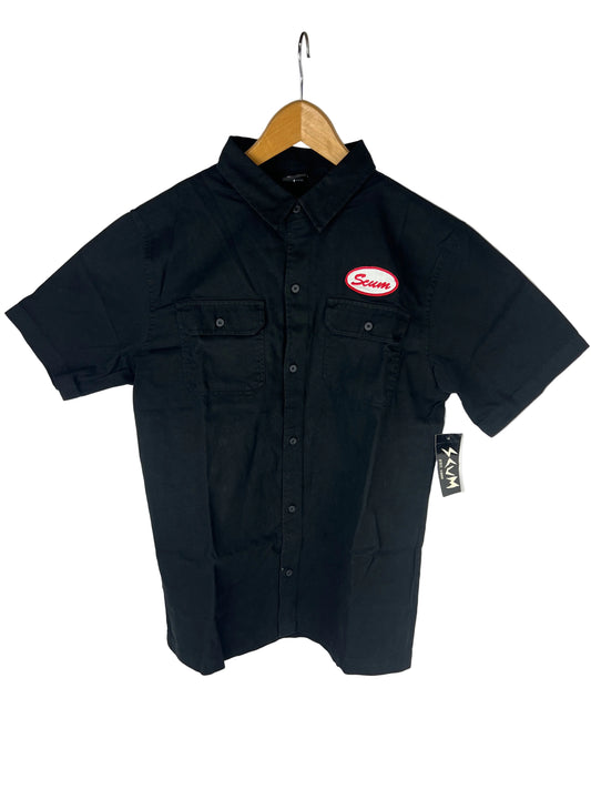 Scum 1996 Garage Pocket Black Red Size L S/s Vintage Button Up Collared Shirt