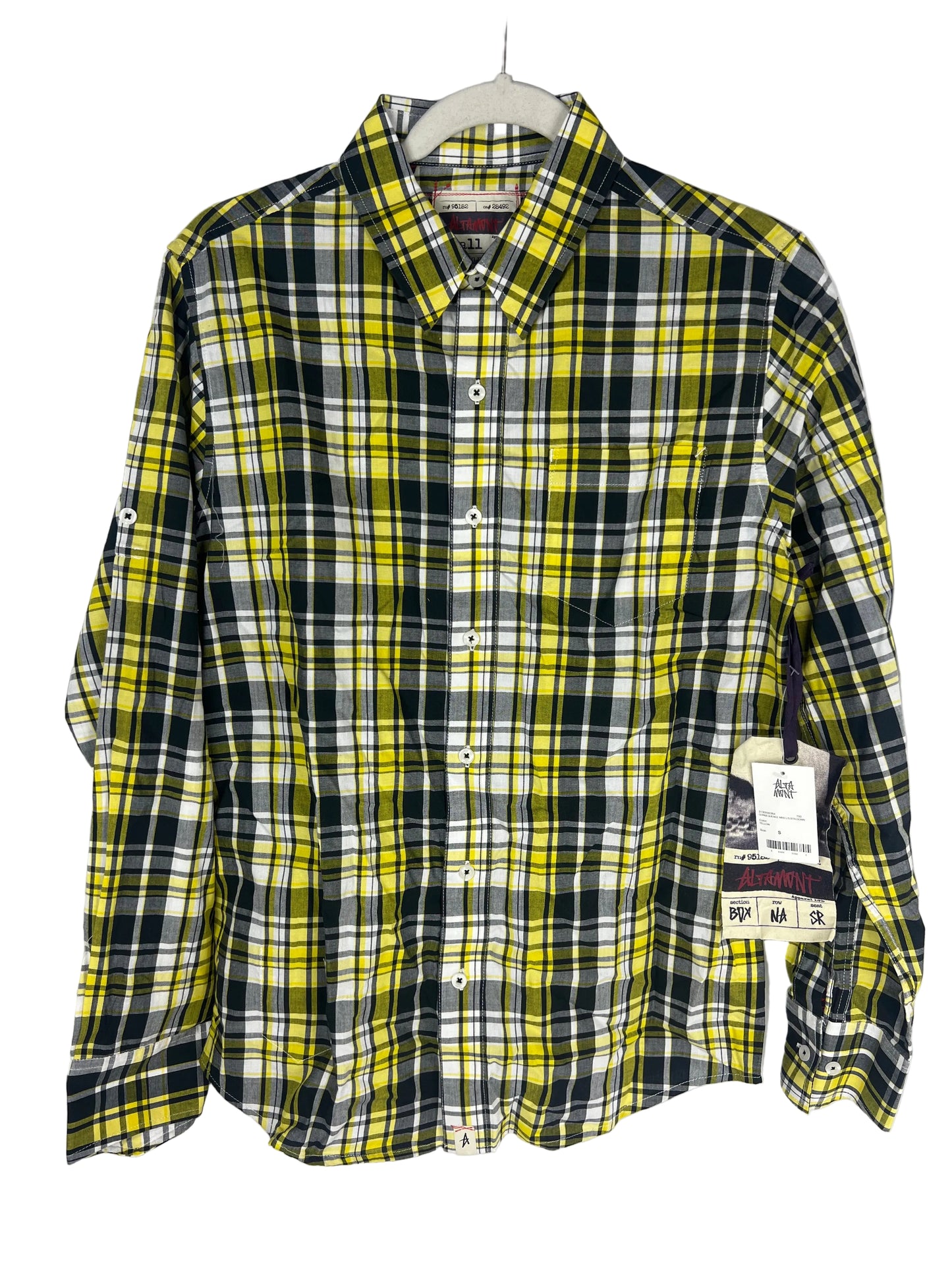 Altamont Consequence Yellow Plaid Size S S/s Vintage Button Up Shirt