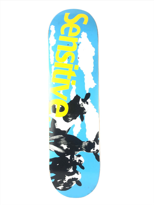 Sensitive Cows Graphic Blue White Black Size 8.25 Skateboard Deck
