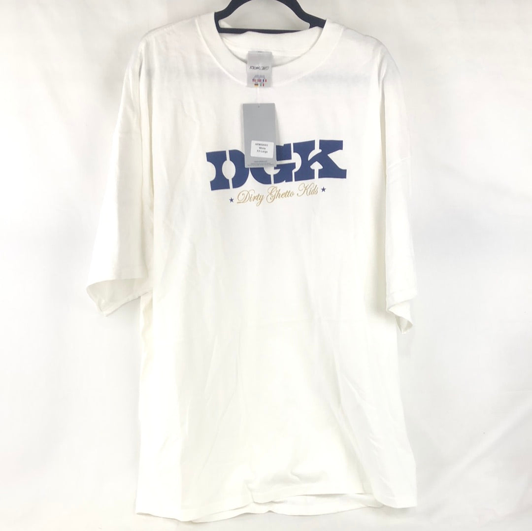 DGK Chest Logo White Blue Size XXL S/s Shirt