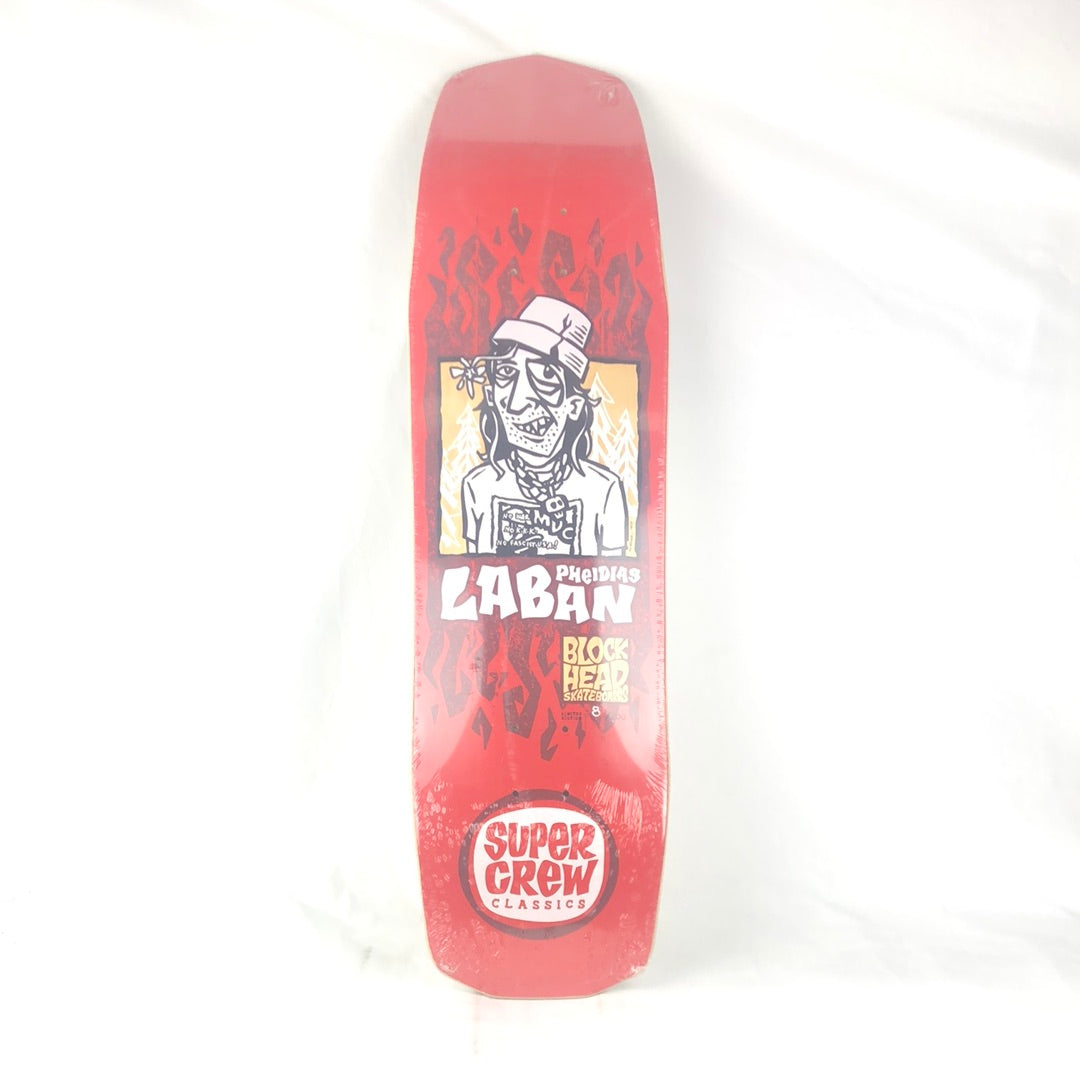 Blockhead Laban Pheidias Super Crew Classic Limited Edition 8/200 Red/White/Black Size 8.75 Shaped Skateboard Deck 2004