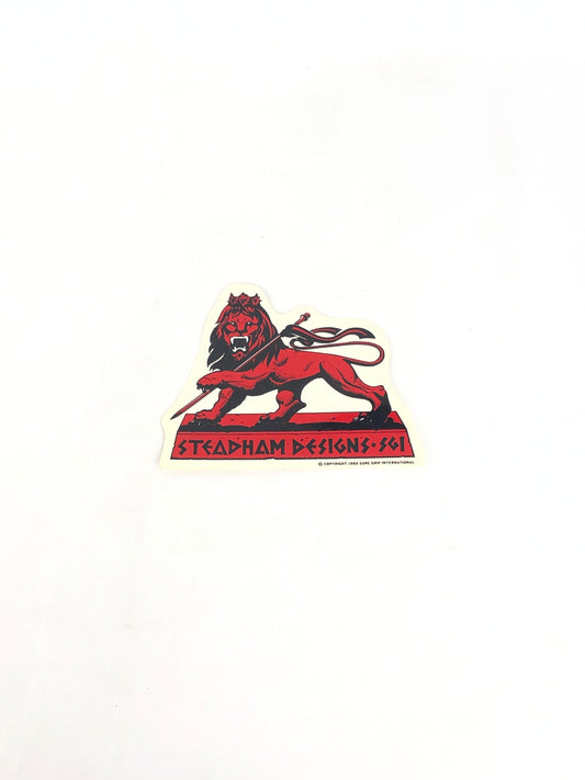 Steadham Designs Steve Steadham Lion Clear Black Red 5" x 4" Vintage NOS Sticker 1986