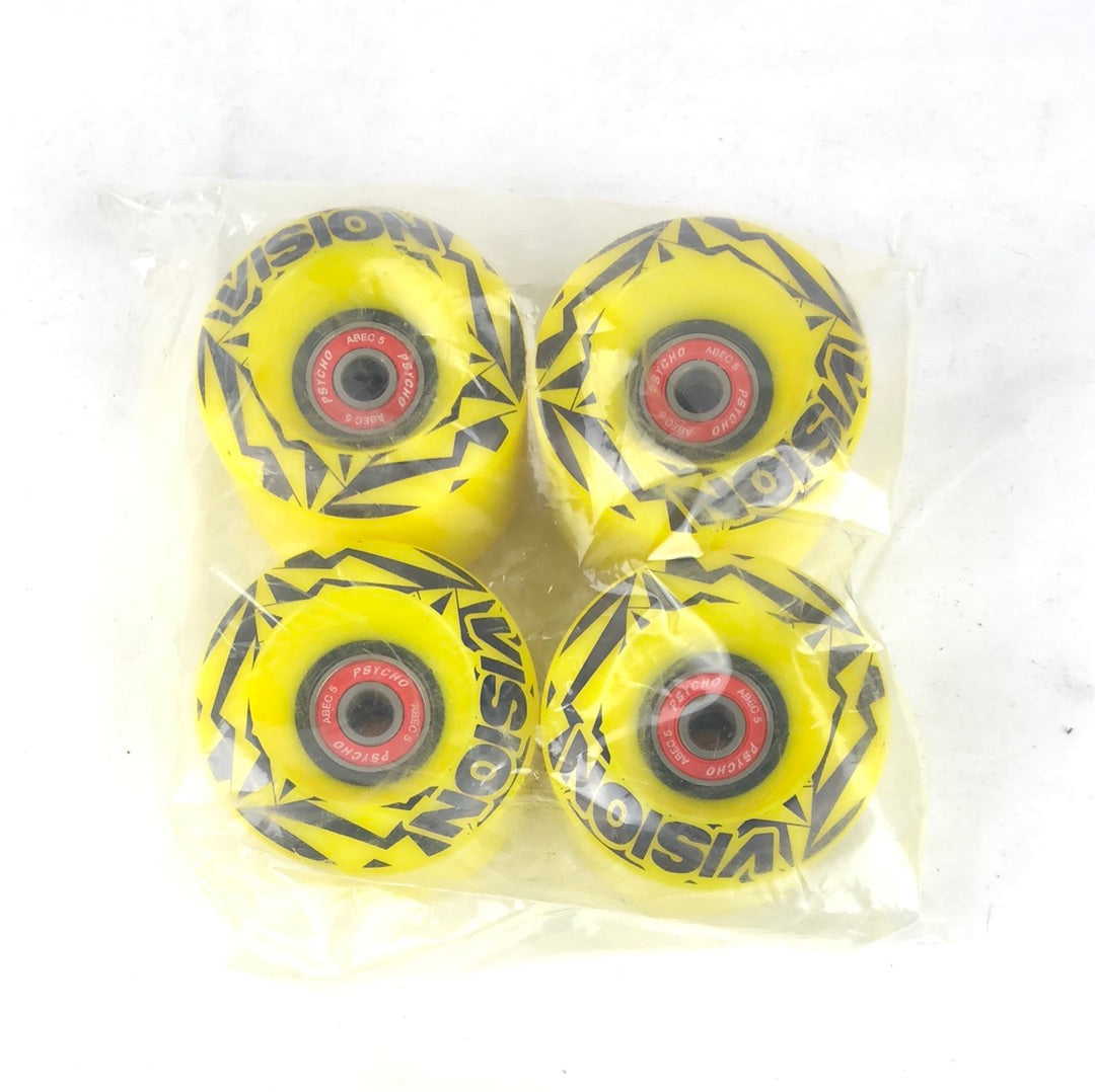 Vision Logo Yellow Black 60mm 78 Durometer Skateboard Wheels