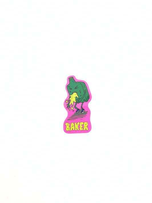 Baker Skateboards Liquor Bottle Pink Green 4.75" x 2" Sticker