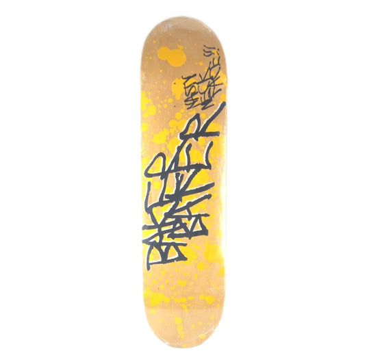 Baker "Nasty Neck Face" Splattered Paint Yellow/Blank/Black/White Size 8.25 Skateboard Deck