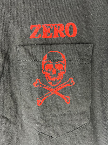 Zero Skull & Crossbones Black Red Size M S/s Vintage Pocket Shirt