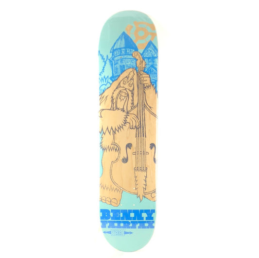 Stereo Benny Fairfax Bigfoot Artist Playing the Bass Teal Size 7.5" Skateboard Deck