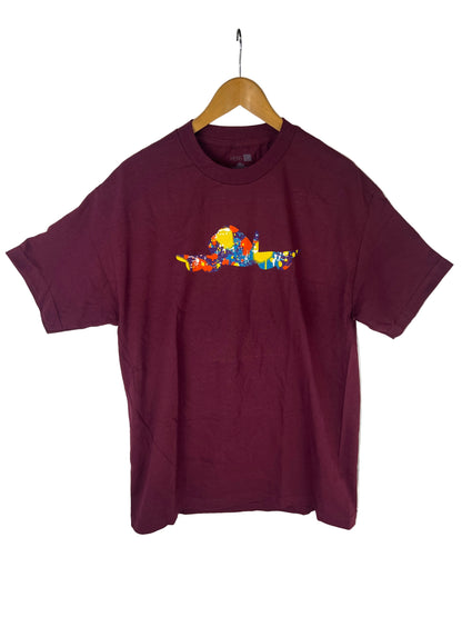 Fly Society Airplane Tie Dye Burgundy Size L S/s Vintage Shirt