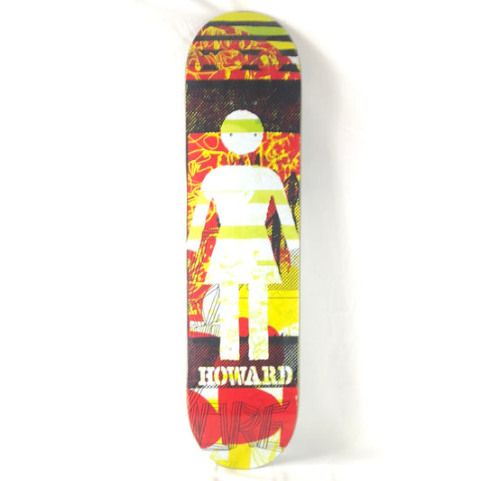 Girl Rick Howard Girl Logo With Faces in Background Red/White/Yellow/Black Size 7.75 Skateboard Deck