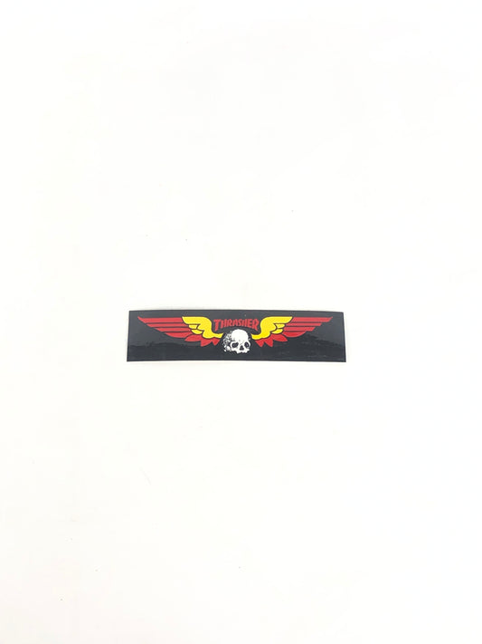 Thrasher Magazine Skull With Wings Black Red Yellow 1.5" x 5.25" Sticker