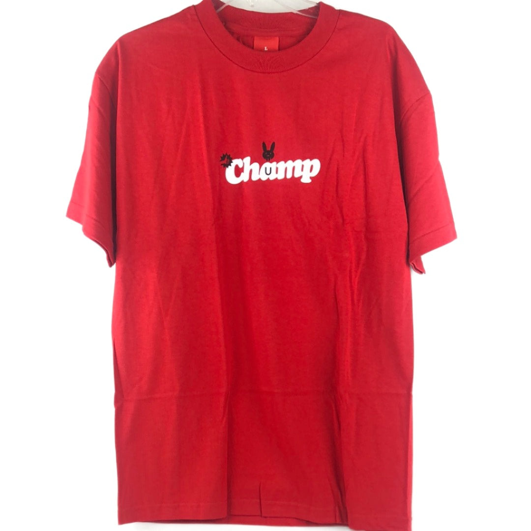 Pop War Chump Chest logo Red White Black Size L S/s Shirt