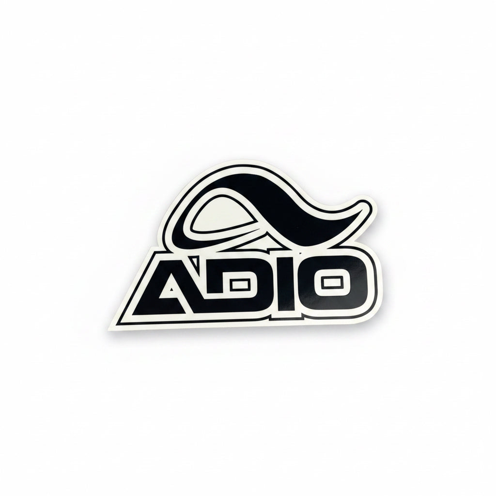 Adio ADIO Clear Black Logo Size 7.5" X 4.75" Vintage NOS Sticker