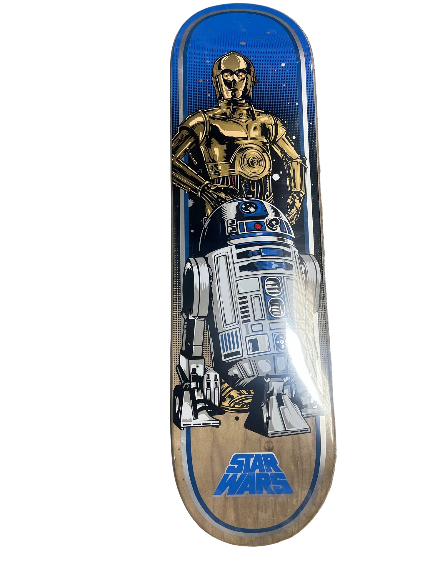 Santa Cruz X Star Wars Series 2 Droids C3P0 & R2D2 Blue Gold White Size 8.375" Vintage NOS Deck 2014