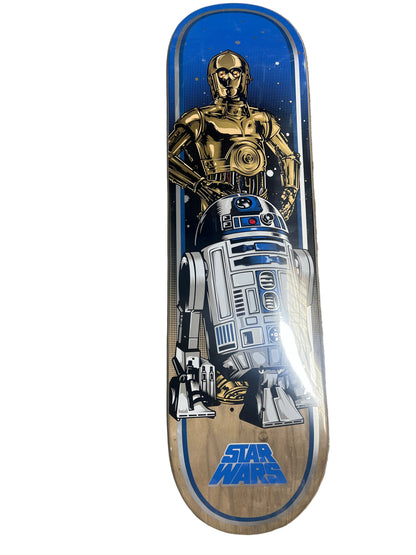 Santa Cruz X Star Wars Series 2 Droids C3P0 & R2D2 Blue Gold White Size 8.375" Vintage NOS Deck 2014