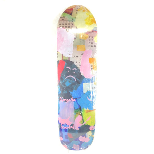 Krooked Mark Gonzales Calendar Graphic Blue/Pink/Yellow/Multi Color Size 9.0" Vintage NOS Deck