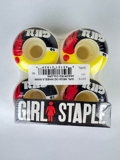 Girl Staple Mega OG Logo Black Yellow Red White Size 50MM Vintage NOS Wheels