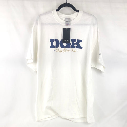 DGK Chest Logo White Blue  Size XXL S/s Shirt