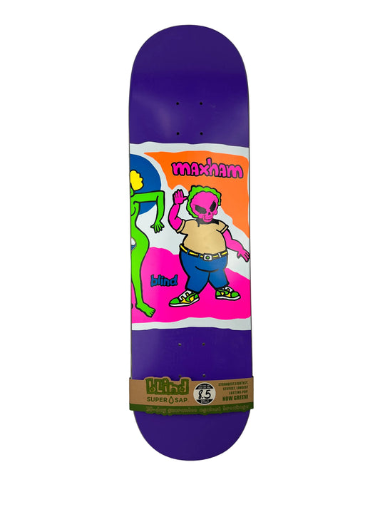 Blind Jordan Maxham Color Portrait Super Sap Purple Pink Green Gonz Family Affair Spoof Graphic Size 8.5" Vintage NOS Deck