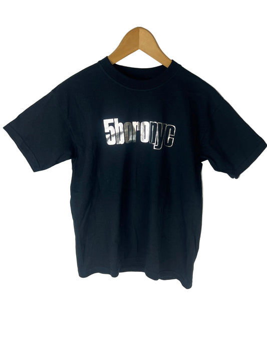 5Boro 5BoroNYC Black Metallic Silver Youth Size L S/s Vintage Shirt