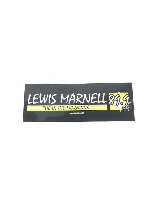 Almost Skateboards Lewis Marnell 89.9 FM Black White Yellow 8" x 3" Vintage NOS Sticker