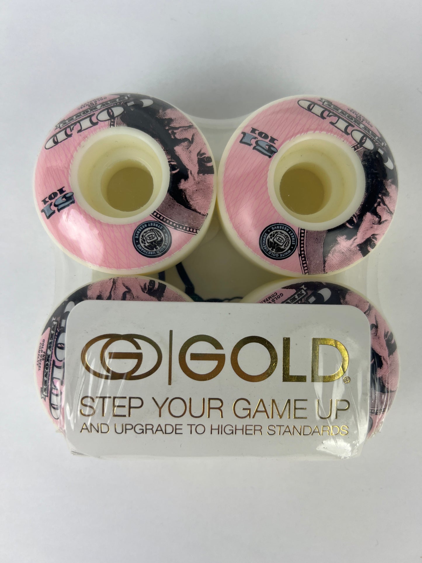 Gold Wheels New Money Pink White Black Size 51MM 101A Duro Vintage NOS Wheels