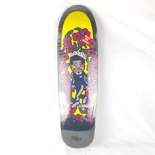 Krooked Mark Gonzales Floral Track Suit Graphic Black/Yellow/Red Multi Color Size 8.75 Shaped Skateboard Deck