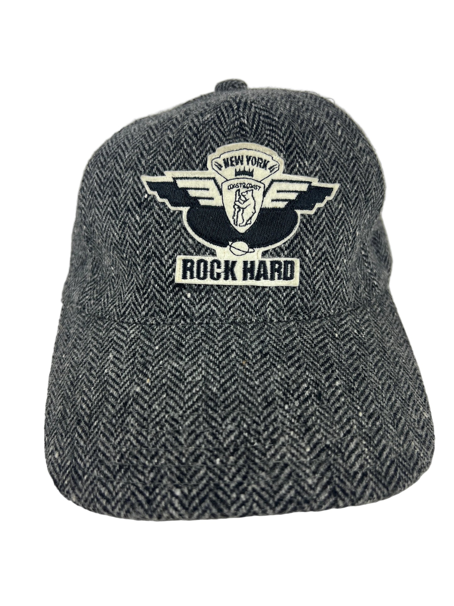 Rock Hard Coast 2 Coast Wings Herringbone Grey White Black Size 3/4 Vintage Fitted Hat