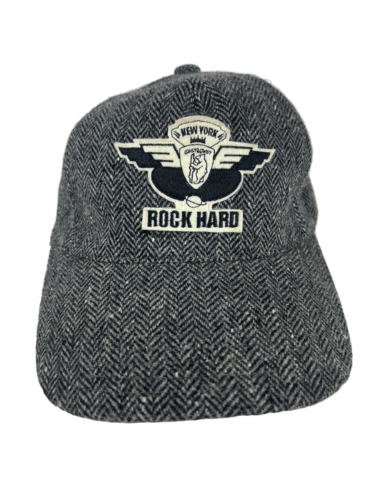 Rock Hard Coast 2 Coast Wings Herringbone Grey White Black Size 3/4 Vintage Fitted Hat