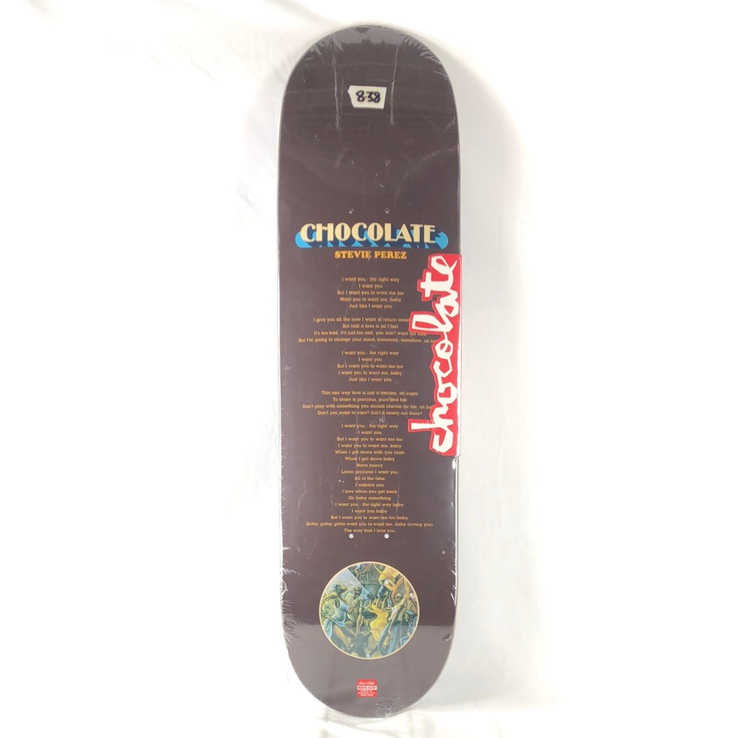 Chocolate Stevie Perez Poem Graphic Brown/Yellow Size 8.375 Skateboard Deck