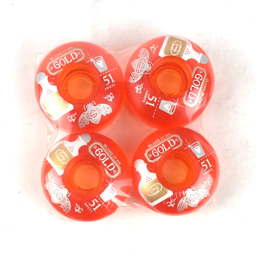 Gold Alcohol Graphic Orange 51mm Skateboard Wheels