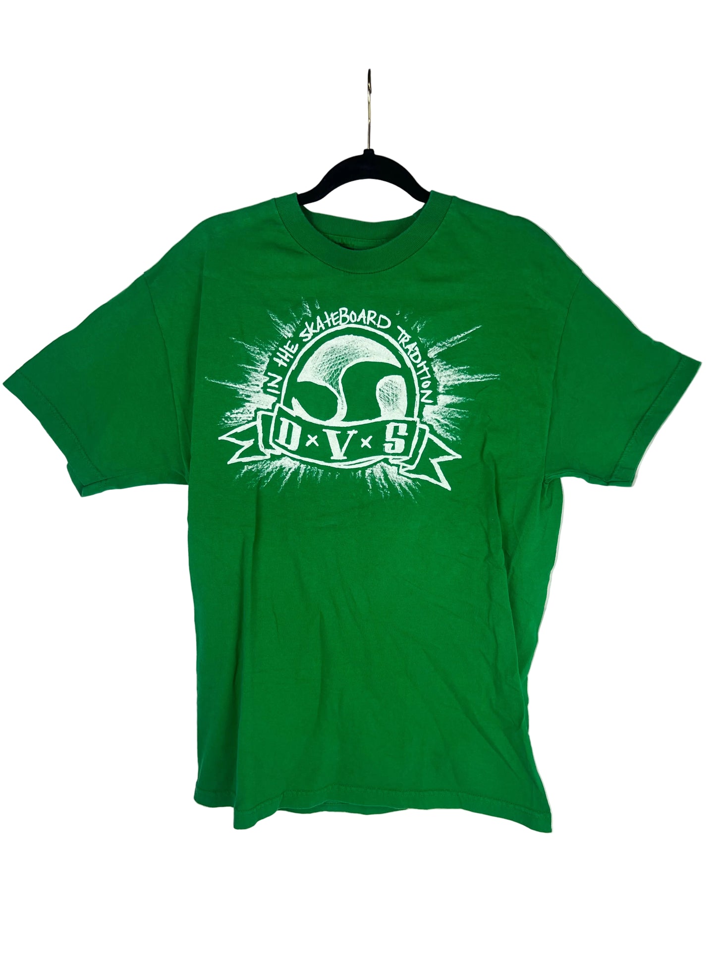 DVS In The Skateboard Tradition Splat Logo Green White Size L S/s Vintage Shirt