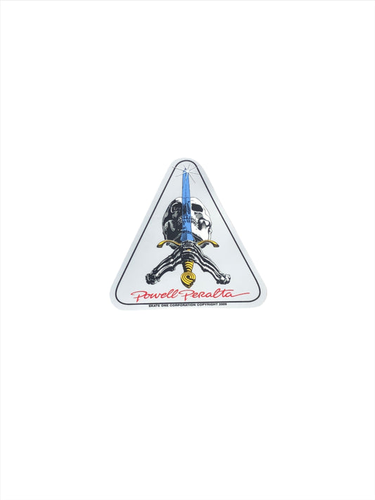 Powell Peralta Skull And Sword Foil Silver 4" x 3.5" Sticker