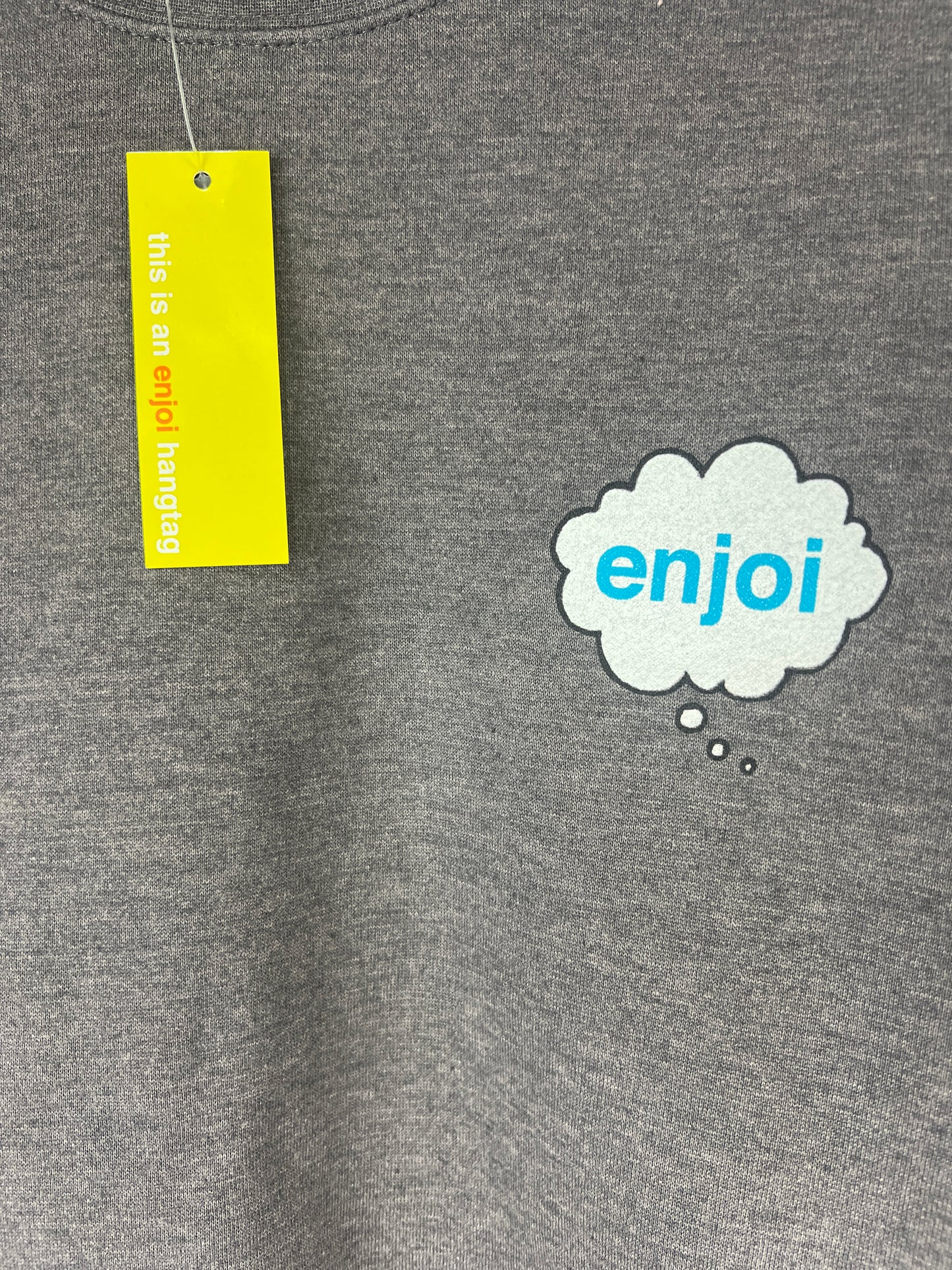 Enjoi Deep Thought Crew Heather Gray Blue White Black Size XL L/S Vintage Crewneck Sweatshirt
