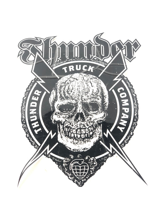 Thunder Truck Company Skull Lightning Bolts Black White 9.5" x 12" (Large) Sticker