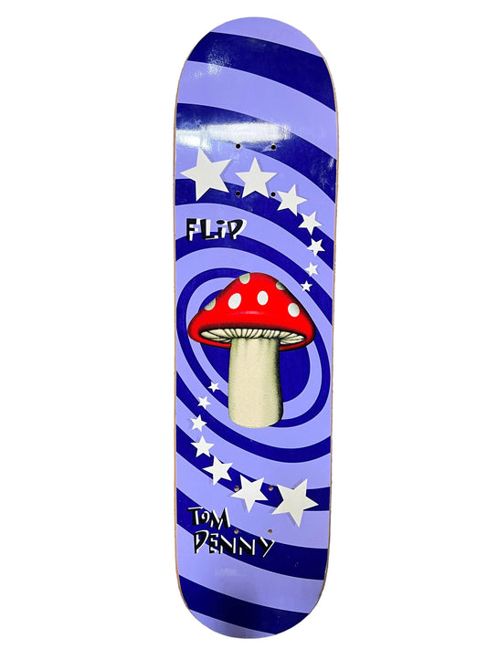 Flip Tom Penny Original Shroom & Stars Graphic 1996 Purple Red Blue White Size 7.625" Vintage NOS Deck