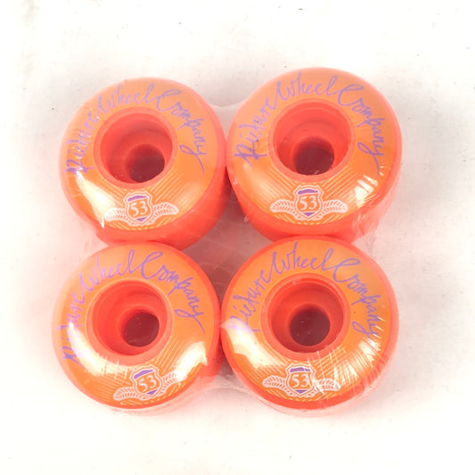 Picture Cursive Logo Orange Purple White 53mm Skateboard Wheels