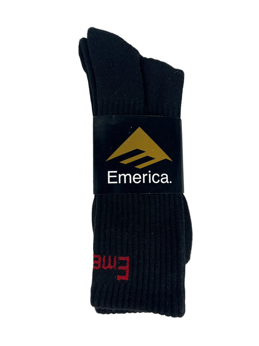 Emerica Black Red Size 10  - 13 Vintage NOS Crew Socks