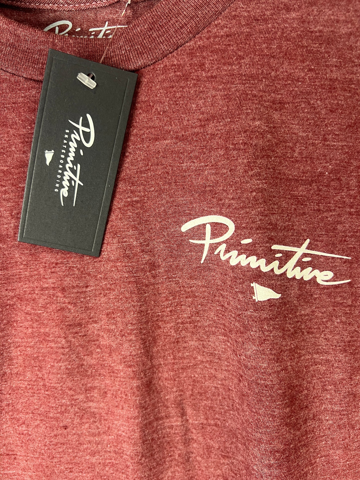 Primitive Primitive Logo White Burgundy Size S S/s Vintage Shirt