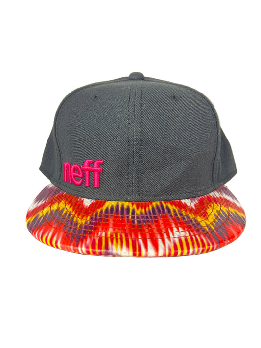 NEFF Snakeskin Leather Bill Black Pink Multi One Size Fits All Vintage Snapback Hat