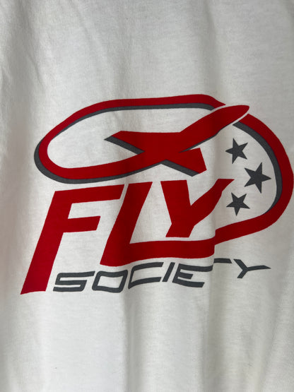 Fly Society Aerodynamic White Red Grey Size L S/s Vintage Shirt 2010