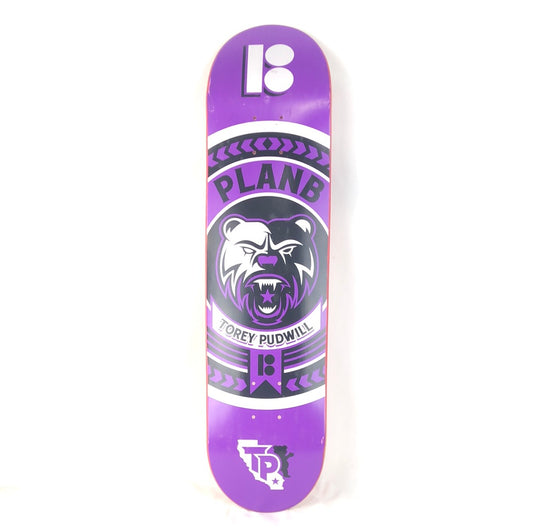 Plan B Torey Pudwill Grizzly Graphic Purple/White/Black 7.75" Skateboard Deck