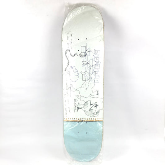 Krooked Drehobl Drawing White/Black/Blue 8.25" Skateboard Deck
