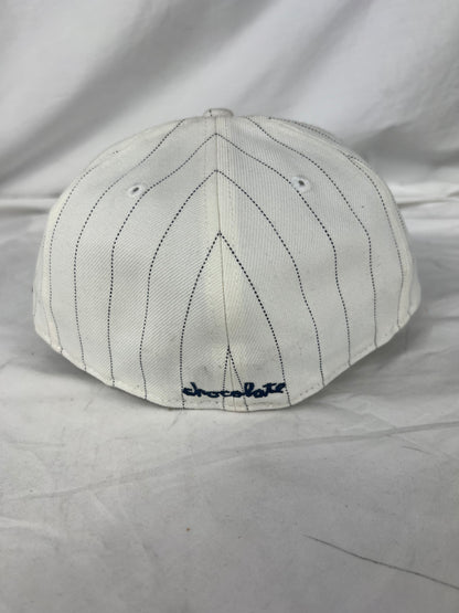 Chocolate X New Era 59Fifty Classic C Logo Front Chocolate Text Back Print Pinstriped White Black Green Under Bill Size 7 1/4 57.7cm Vintage Fitted Hat