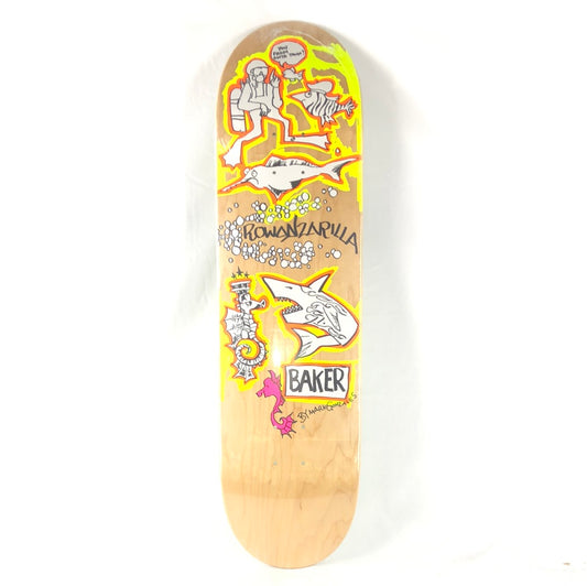 Baker Rowan Zarila Art By Mark Gonzales Fish Woodgrain/White/Yellow 8.475" Skateboard Deck