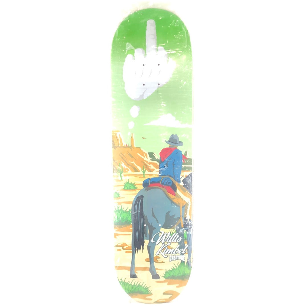 Creature Willis Kimbel Cowboy on a Horse Green/Tan/Multi Color Size 9.0 Skateboard Deck