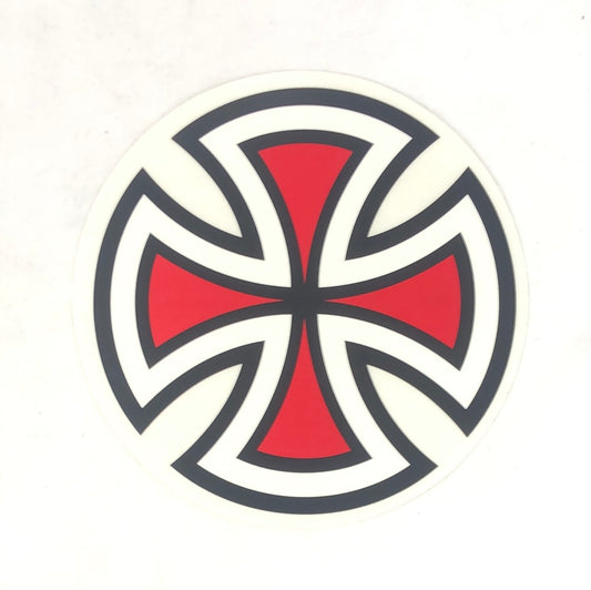Independent "Cross" White Red Black 5.5" Circle Sticker
